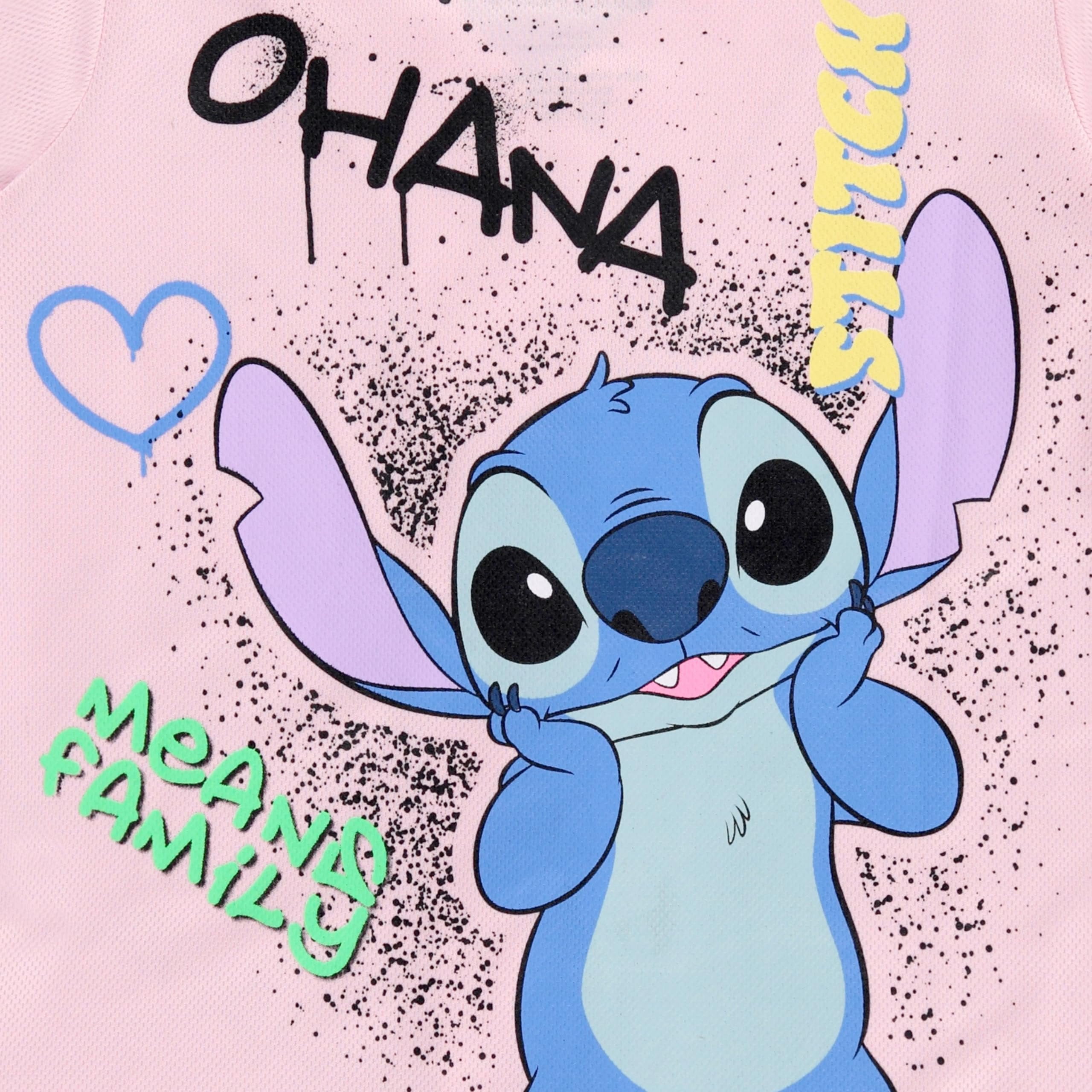 Disney Girls Baseball Jersey T-Shirt with Lilo & Stitch and Mickey Mouse- Girls Sizes 4-16 Lilac