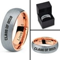thumbnail image 4 of Tungsten Graduating Class Of 2019 Engraved Love Dad Band Ring 7mm Men Women Comfort Fit 18k Rose Gold Dome Brushed Gray Polished, 4 of 4