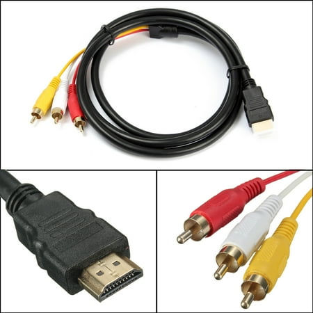 - Black 1080P High Definition Multimedia Interface-Male To 3 RCA Video Audio AV Cable Adapter For HDTV 5 Feet 1.5m