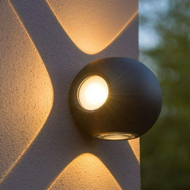 Aplique de pared LED 12W, interior y exterior, moderno pie circular negro, estanco IP65, blanco cálido 3000K (1 unidad)