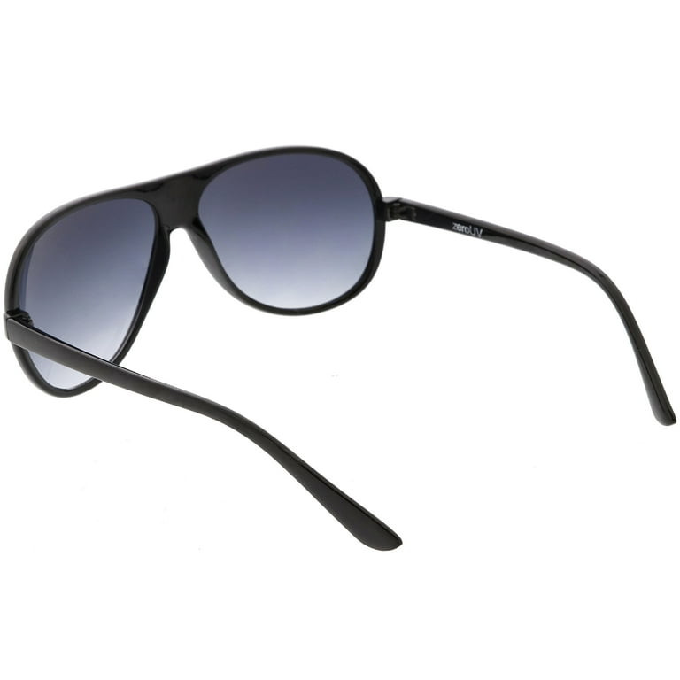 Retro Oversize Flat Top Aviator Sunglasses Teardrop Lens 64mm Shiny Black Lavender