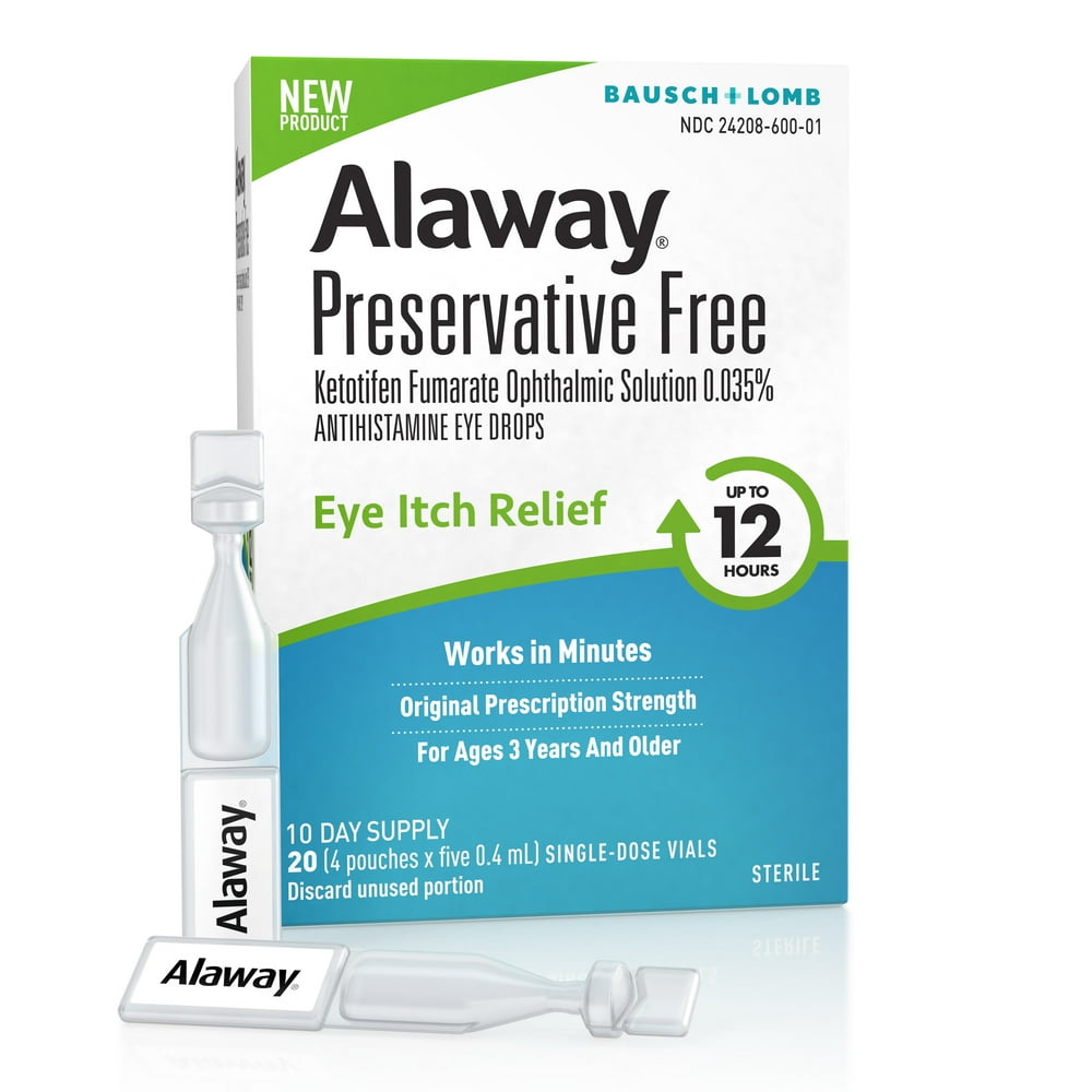 Alaway Eye Drops, Preservative Free Antihistamine Eye Drops for up to