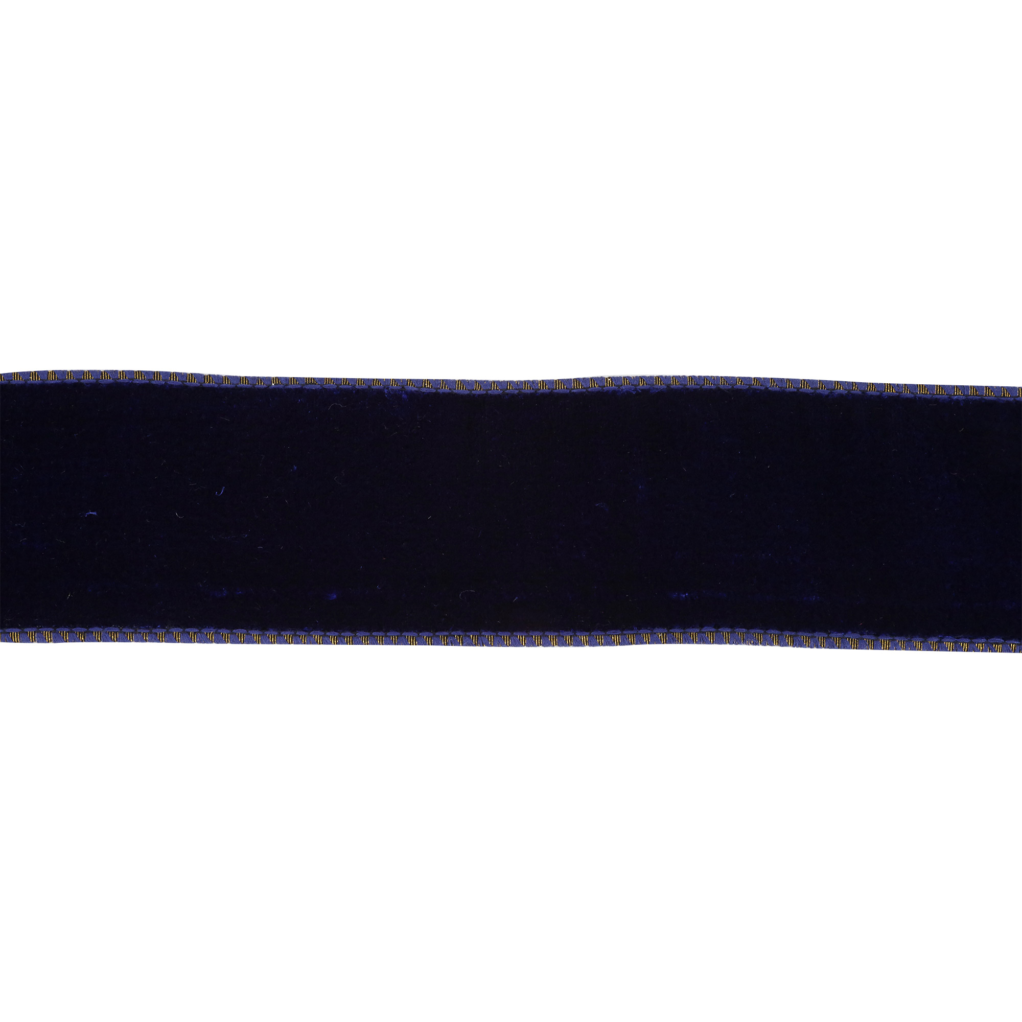 LaRibbons 2 1/2" Wired Premium Velvet Ribbon with Tissue Back, Blue/Gold, 10 Yard Roll