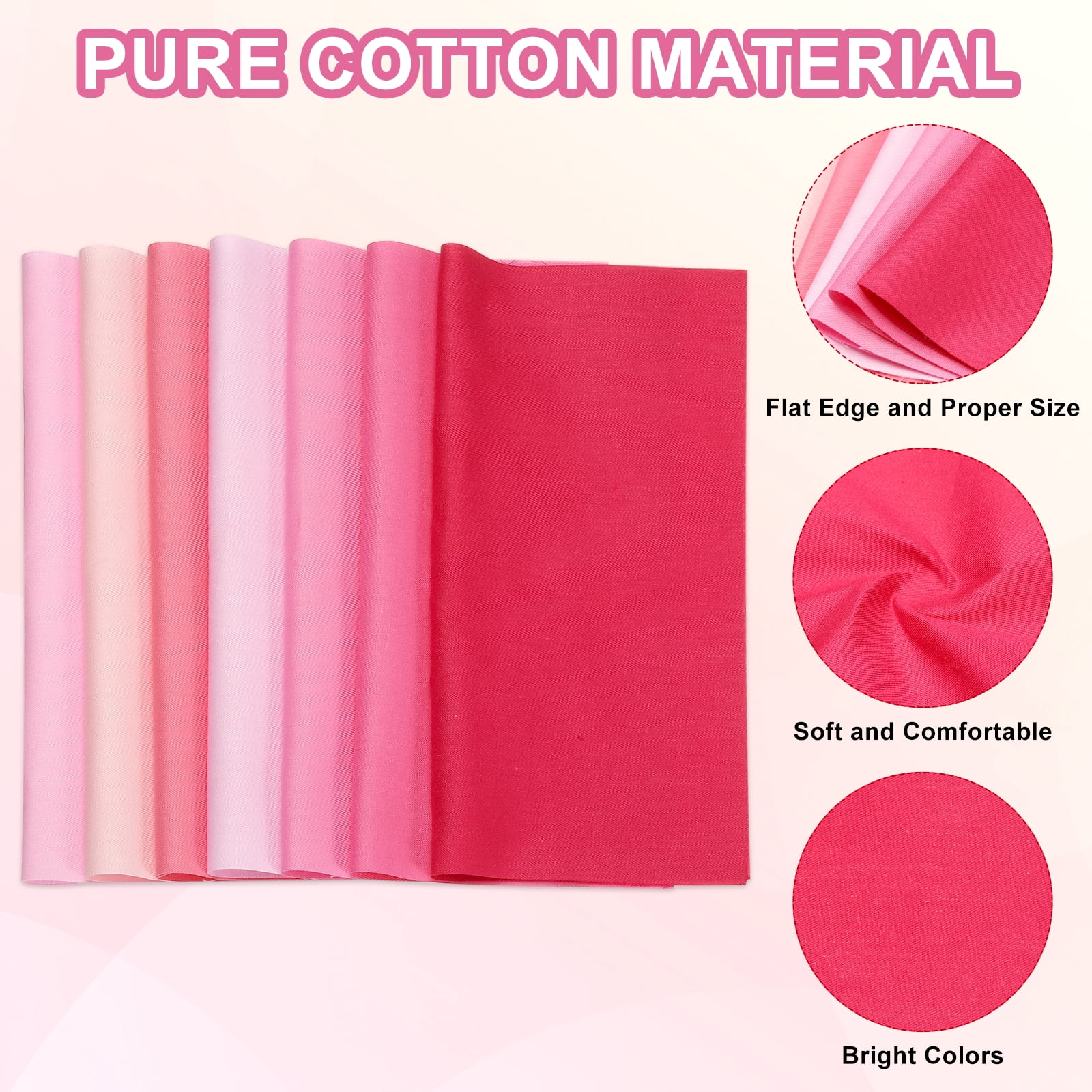 Uxcell Cotton Fabric Bundles, 35 Pcs 10 x 10 Inch Fat Quarter Solid Color Precut Fabric Squares for Sewing Patchwork Quilting DIY Crafts, Pink