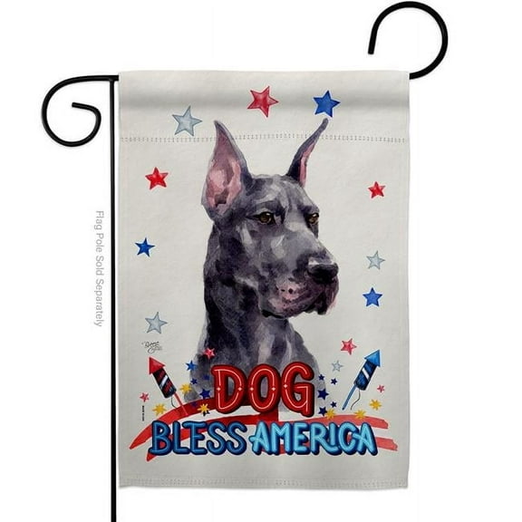 Breeze Decor G120221-BO Patriotic Cropping Black Great Dane Animals Dog 13 x 18.5 in. Double-Sided Decorative Vertical Garden Flags for House Decoration Banner Yard Gift