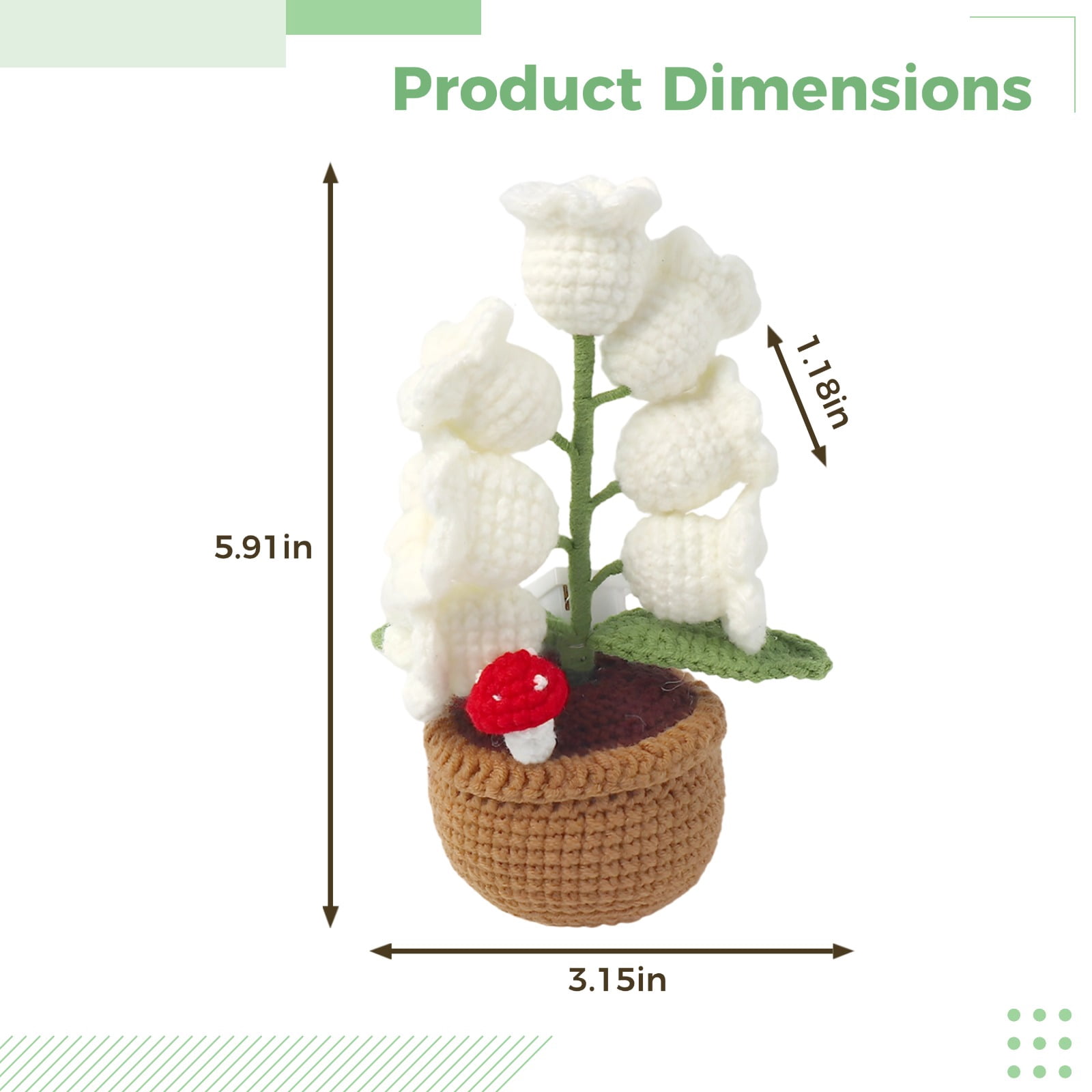 Lily of the Valley Flower Desk Lamp, Crocheted Night Light, Handmade Potted Floral Decor, Artificial Blossom Arrangement, Elegant Tabletop Accent Gift