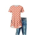 thumbnail image 4 of HADST Womens Polka Dots T-Shirts Summer Irregular Hem Casual Plus Size Blouses Short Sleeve Top S-XXL, 4 of 4