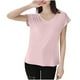 thumbnail image 2 of Pijama de manga corta para mujer, color liso, manga corta, camiseta fina con cuello en V, pijama de manga corta, blusa de poliéster para mujer, 2 of 8