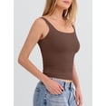 thumbnail image 6 of ANRABESS Women's Square Neck Tank Tops Double Lined Workout Tops for Women Trendy Summer Seamless Slim Fitted Basic Tight T Shirts Brown XS, 6 of 12