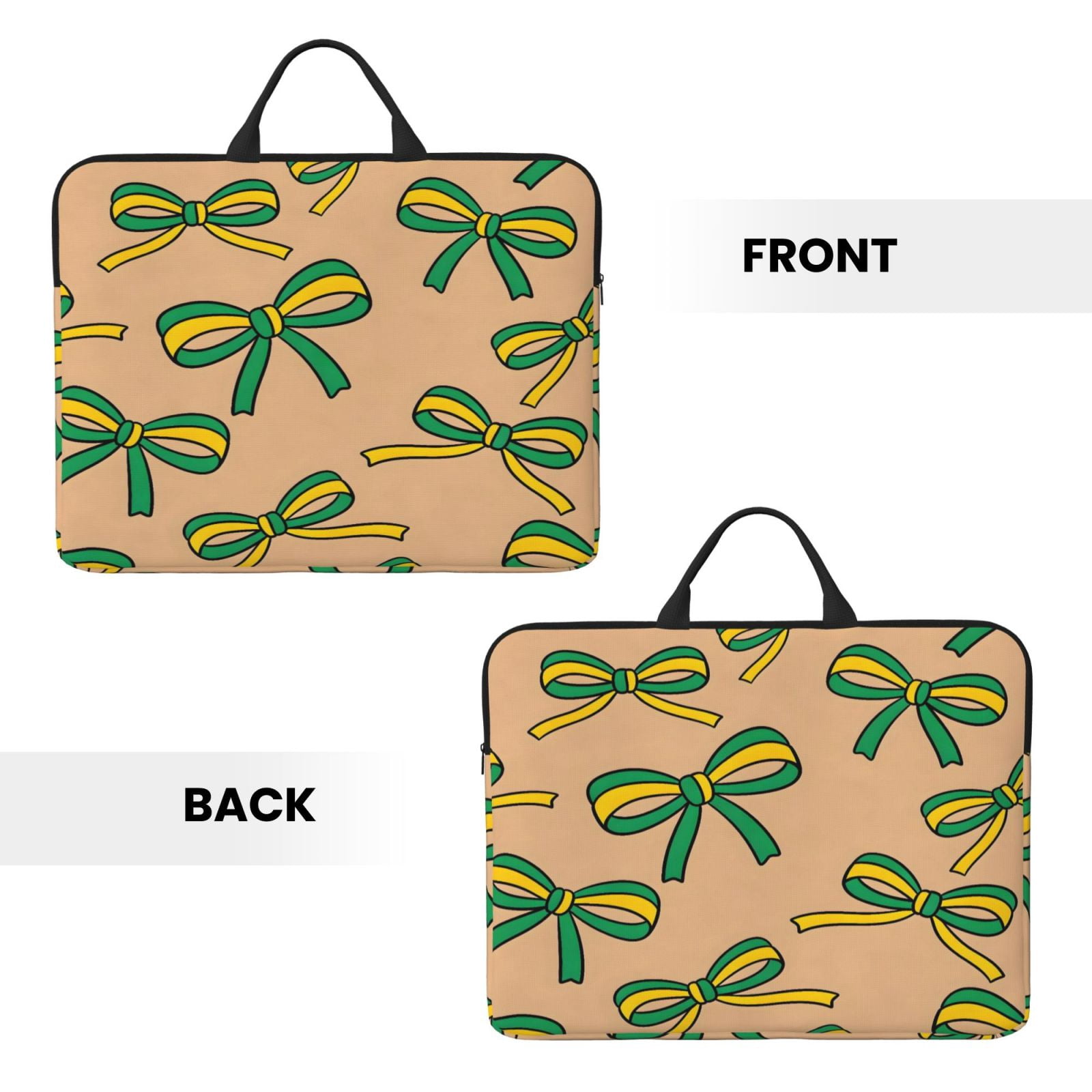 Laptop Sleeve Bag For Women Men 14inch Waterproof Durable Protective Computer Carrying Cover Handle Laptop Case Bag Green And Yellow Bow