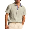 thumbnail image 3 of Yertdoel Men's Button Down Shirts Solid Color Short Sleeve Lapel Neck Shirt with Pocket Comfortable Breathable Hawaiian Beach Vacation Summer Outdoor Casual T-shirts, 3 of 7