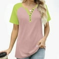 thumbnail image 5 of Womens Plus Size Henley Shirt, Raglan Short Sleeve Shirts for Women Summer Casual Solid Color Button Up Crewneck T-Shirts, 5 of 6