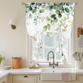 thumbnail image 3 of Eucalyptus Tie Up Curtain Valance for Window,Adjustable Rod Pocket Window Curtains Shades,Sage Green Brown Leaf Boho Minimalist White Light Filtering Valance Drapes for Living Room Bedroom 42"x45", 3 of 9