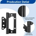 thumbnail image 4 of 6Pcs 4x3 Inch Door Hinges Non-Mortise No Noise Stainless Steel Bifold Door Hinges with Screws Plating, Black, 4 of 6