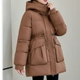 thumbnail image 5 of MIUOWANP Womens Winter Coats Fashionable Ladies Zipper Long Sleeve Winter Thickened Cotton Coat Coffee L, 5 of 5