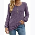 thumbnail image 4 of gakvbuo Fall Sweaters For Women Savings Clearance 2024 Women Long Sleeve Henley Tops Pullover With Buttons Down Knitted Sweaters Fall Tunic Blouse Warm Pullover Sweater, 4 of 7