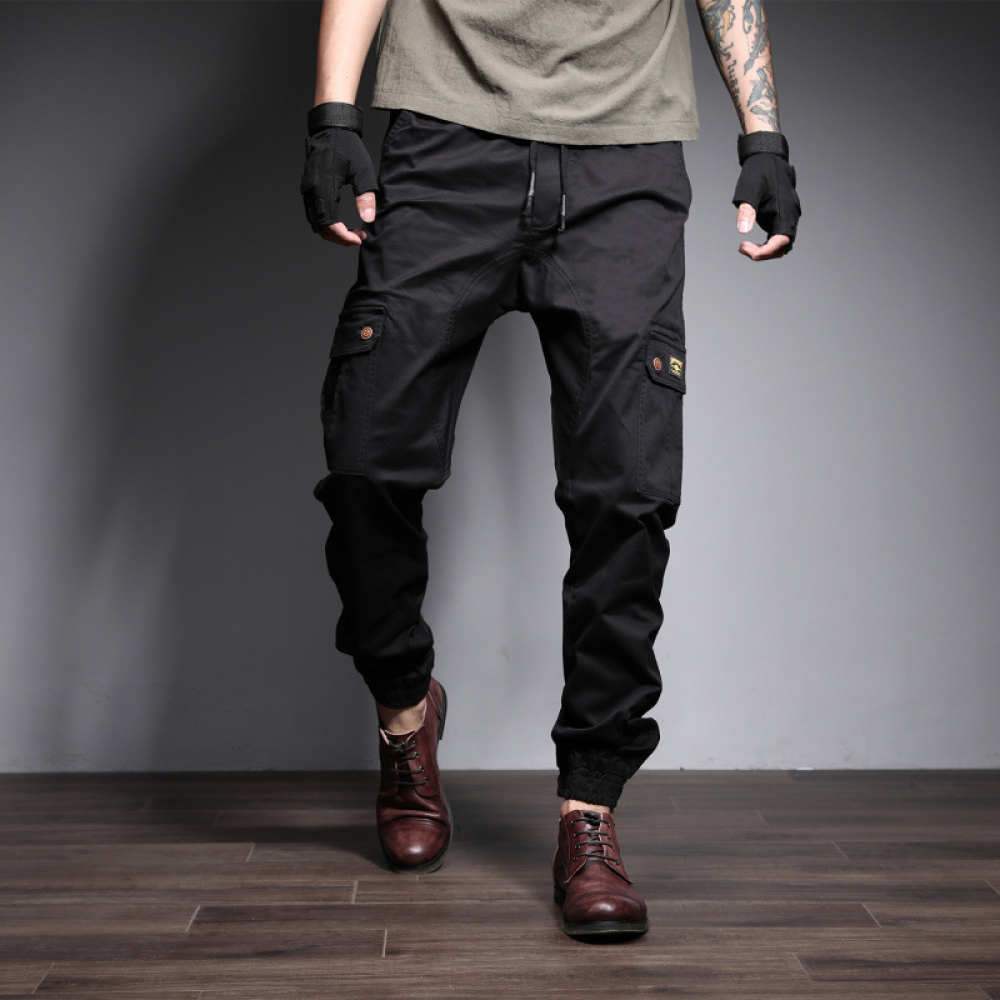 Aozrynl Men Loose Fit Drawstring Cargo 
