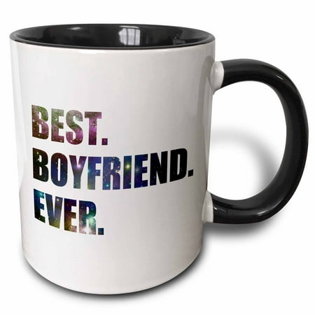 3dRose Best Boyfriend Ever cut out of outer space stars and galaxies graphic - Two Tone Black Mug,