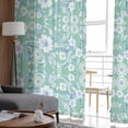 thumbnail image 4 of Light Green Blue Floral Semi Sheer Curtains 63 Inch Length 2 Panels Set, Vintage Pastoral Botanical Sheer Kitchen Curtain Privacy Voile Window Curtain for Living Room Bedroom Rod Pocket Drapes, 4 of 7