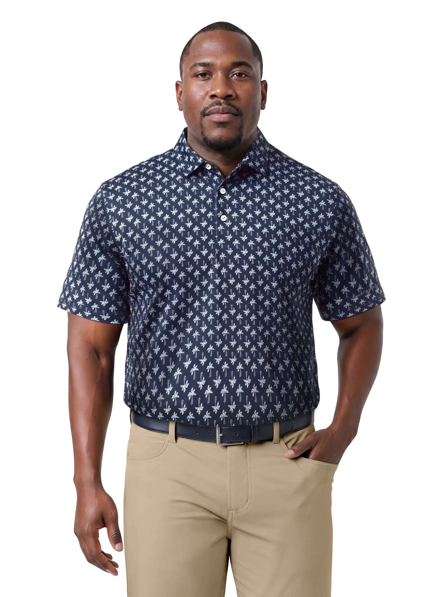 Ben Hogan Performance Men’s & Big Men's Heathered Palm Short Sleeve Golf Polo Shirt, Sizes S-4XLT
