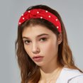 thumbnail image 2 of Unique Bargains 1 Pcs Satin Knotted Pearl Headband Hairband for Women 1.1 Inch red, 2 of 7