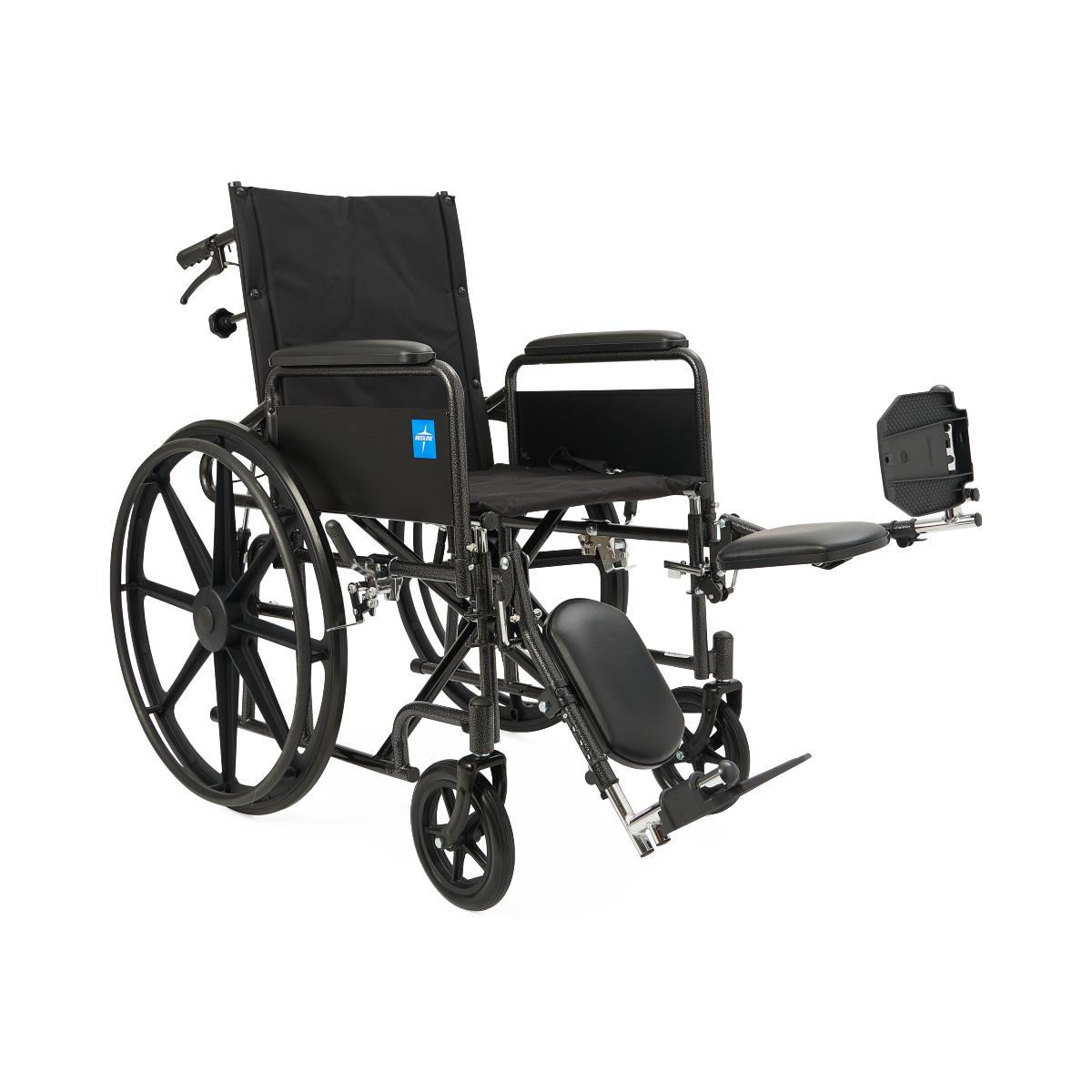 Medline 18" Reclining Wheelchair with Full-Length Armrests and Elevating Legrests, Reclines 90-180 Degrees, 300 lb Weight Capacity