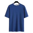 thumbnail image 2 of sunsanly O-Neck Short Sleeve Waffle Fake Two Piece Men T-shirt Summer Solid Color Loose Tee Shirt Streetwear, 2 of 8