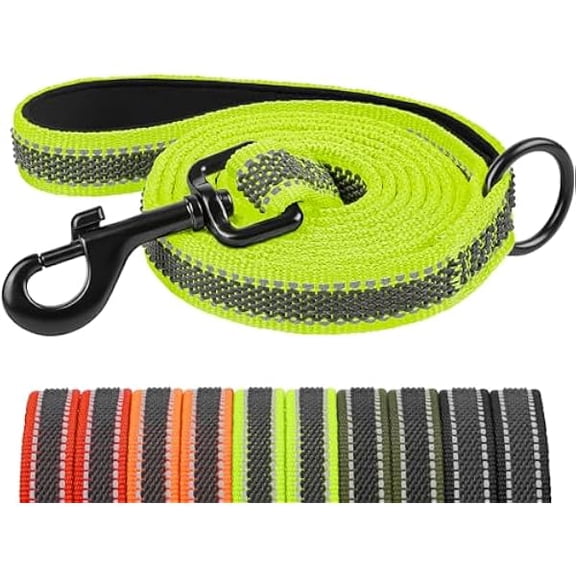 Eryueer Dog Leads for Small Medium Large Dogs, 20MM-1.5M Reflective Dog Lead with Soft Padded Handle, Training Lead Leash with Durable Rubber Thread, for Walks & Training with Dogs and Puppies, Green