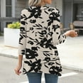 thumbnail image 4 of QQAMB 3/4 Sleeve Tunic Tops for Women Dressy Casual Crewneck Floral Printed Loose Blouse Flowy Shirts Khaki L, 4 of 7