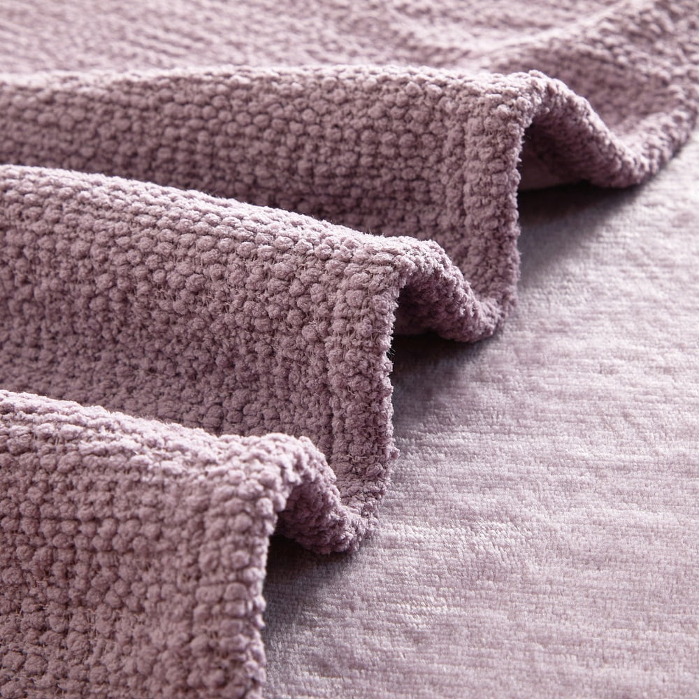 Mainstays Reversible Cozy Boucle Chenille Plush Throw, Purple 50" x 70"