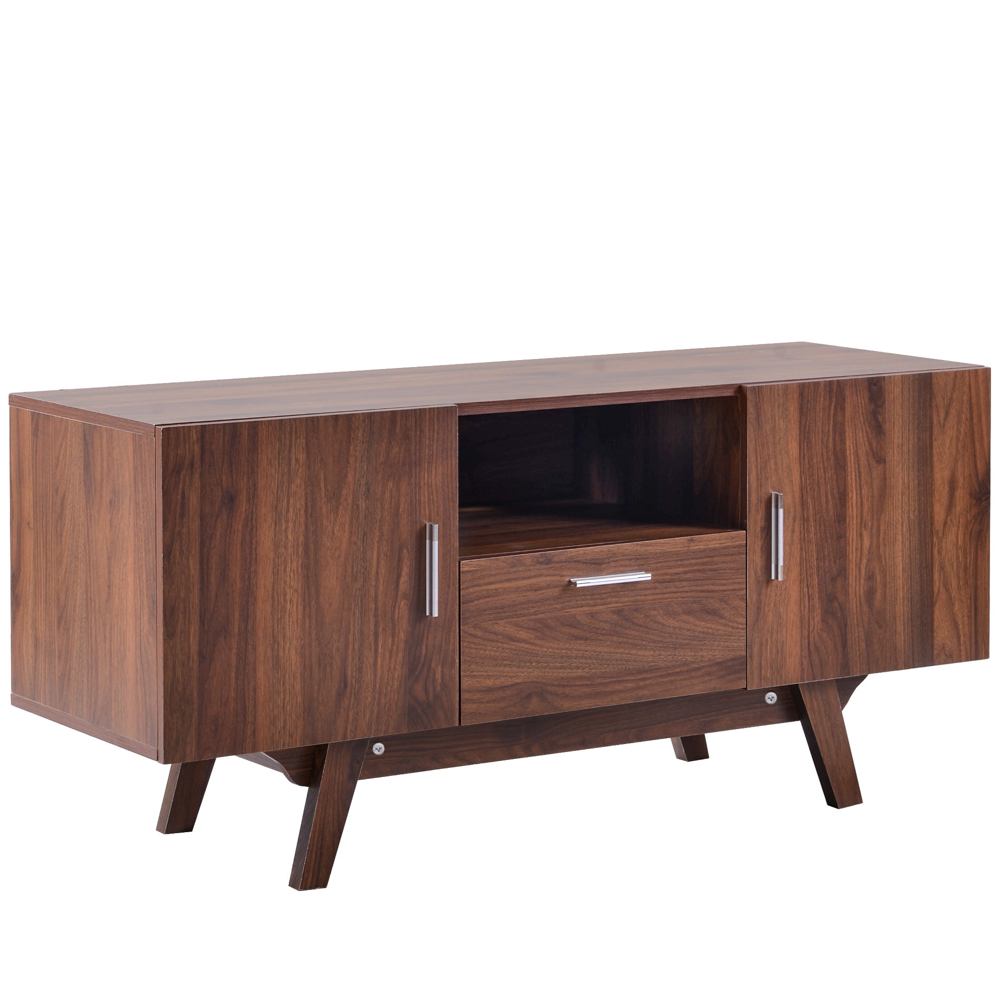 Tv Media Stand Tv Console With Adjustable Shelves Cable Management For 55 Inch Tv In Living Room Brown Walmart Com