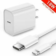 18W USB C Power Delivery Adapter & USB C Cable For iPhone 11 Pro Max Xs Max XR X 8 Plus , iPad, Air Pods, Google Pixel, Samsung Galaxy S10+ S9+ and LG Smart phones