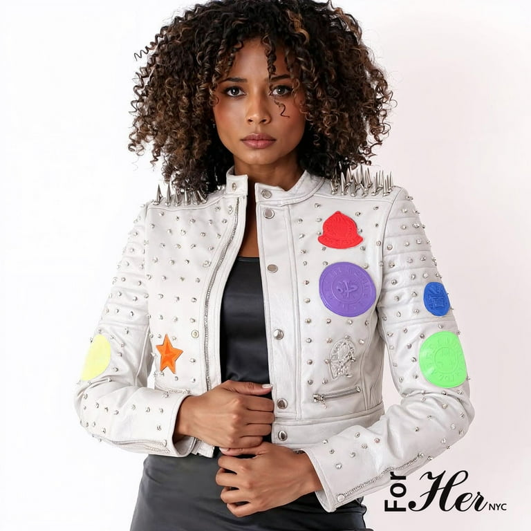Multi Colored Studded Leather Jacket -81752 - Walmart.com