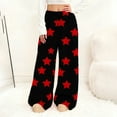 thumbnail image 2 of Women's Flannel Pajama Pants Elastic Waist Wide Leg Fuzzy Lounge Pants with Pockets Valentine's Day Winter Sleepwear Causal Sleep Pj Bottoms Pants, 2 of 8