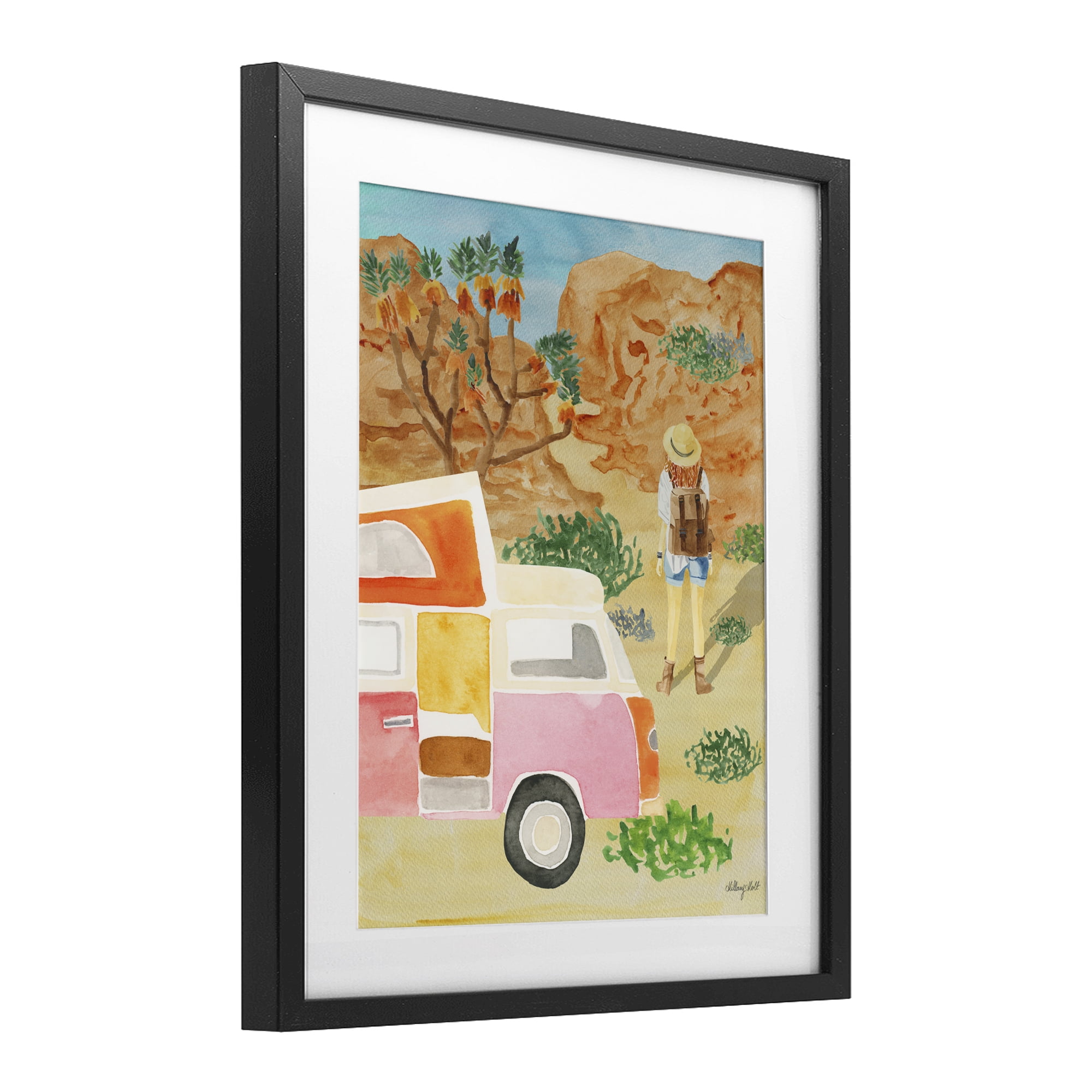 Stupell Industries Mojave Desert Road Trip Black Framed Print Under Glass, design by Hillary Holt
