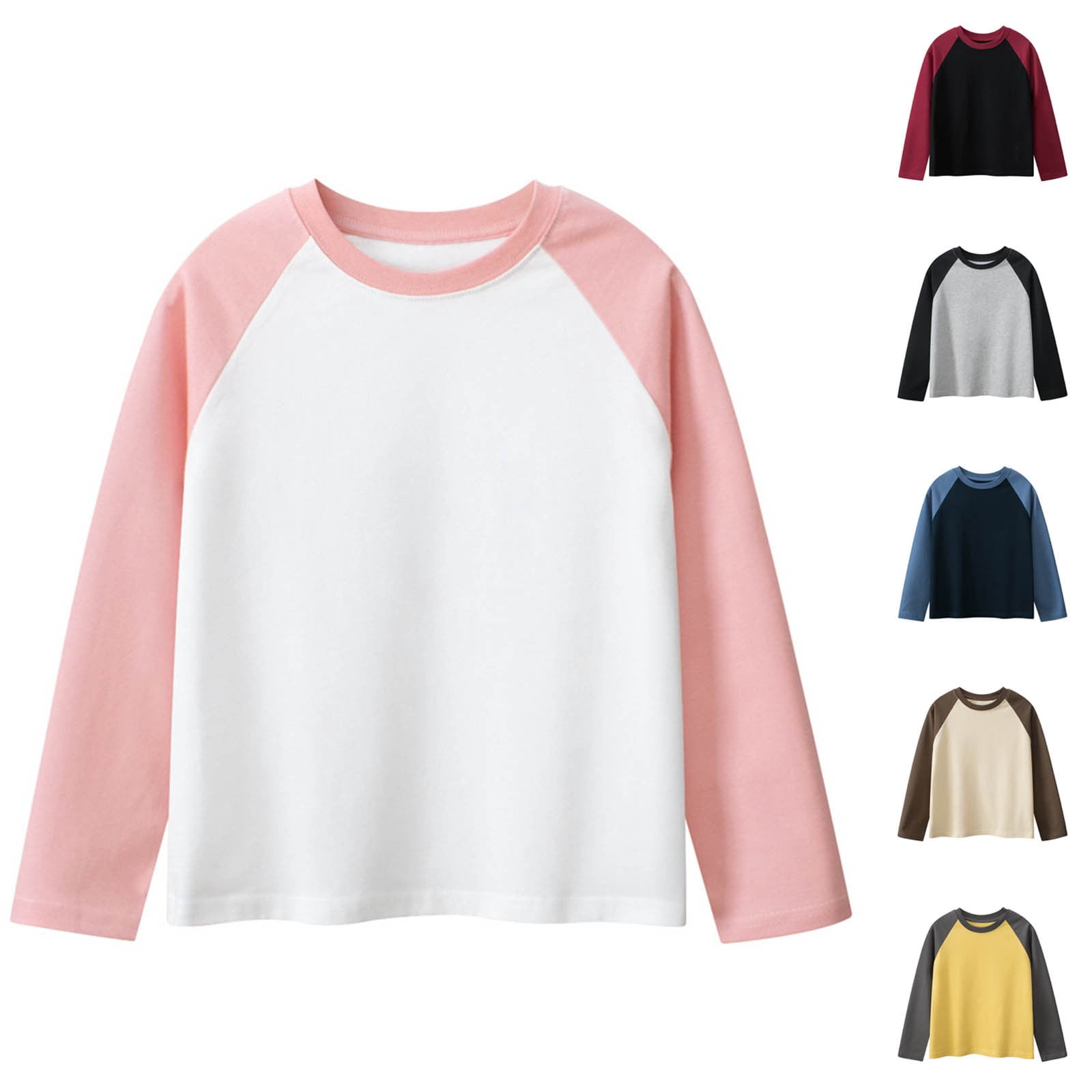 Tranfacy Solid Color Raglan Sleeve T Shirts for Teens 5-16 Years Long ...