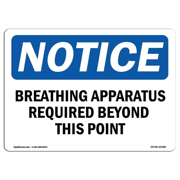 OSHA Notice Sign - Breathing Apparatus Required Beyond This Point | Plastic Sign | Protect Your Business, Work Site, Warehouse | Made in the USA