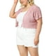 thumbnail image 2 of Women's Plus Size Shrug Cardigan Lace Allover Open Front Short Sleeve Crop Bolero Jacket Pink 2X, 2 of 7