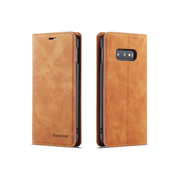 Case for Samsung Galaxy S10e, Premium PU Leather Cover TPU Bumper with Card Holder Kickstand Hidden Magnetic Shockproof Flip Wallet Case