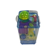 YML AH3030BLU 3 Level Clear Plastic Dwarf Hamster, Mice Cage with Ball on Top, Blue