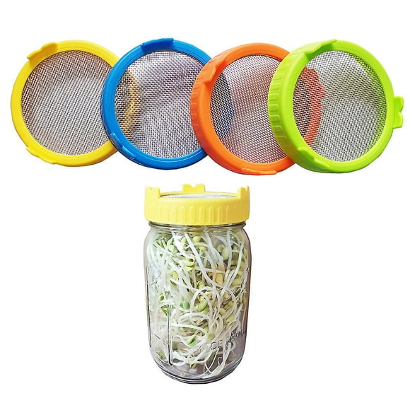 Ensemble de Démarrage de Germination, Couvercles en Matériau de Qualité Alimentaire pour Bocaux à Grand Ouverture, Kit de Culture de Germes Frais, Facile et Sain Fait Maison