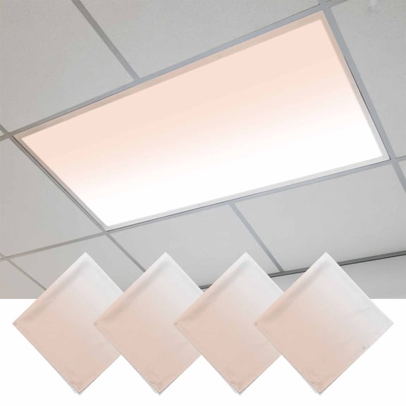 Pink White Ombre Fluorescent Light Covers, Beige Gradient Color Modern Abstract Art Magnetic Light Covers for Ceiling Lights, Fluorescent Ceiling Shade for Classroom Bedroom Office 4x2Ft x 4PCS