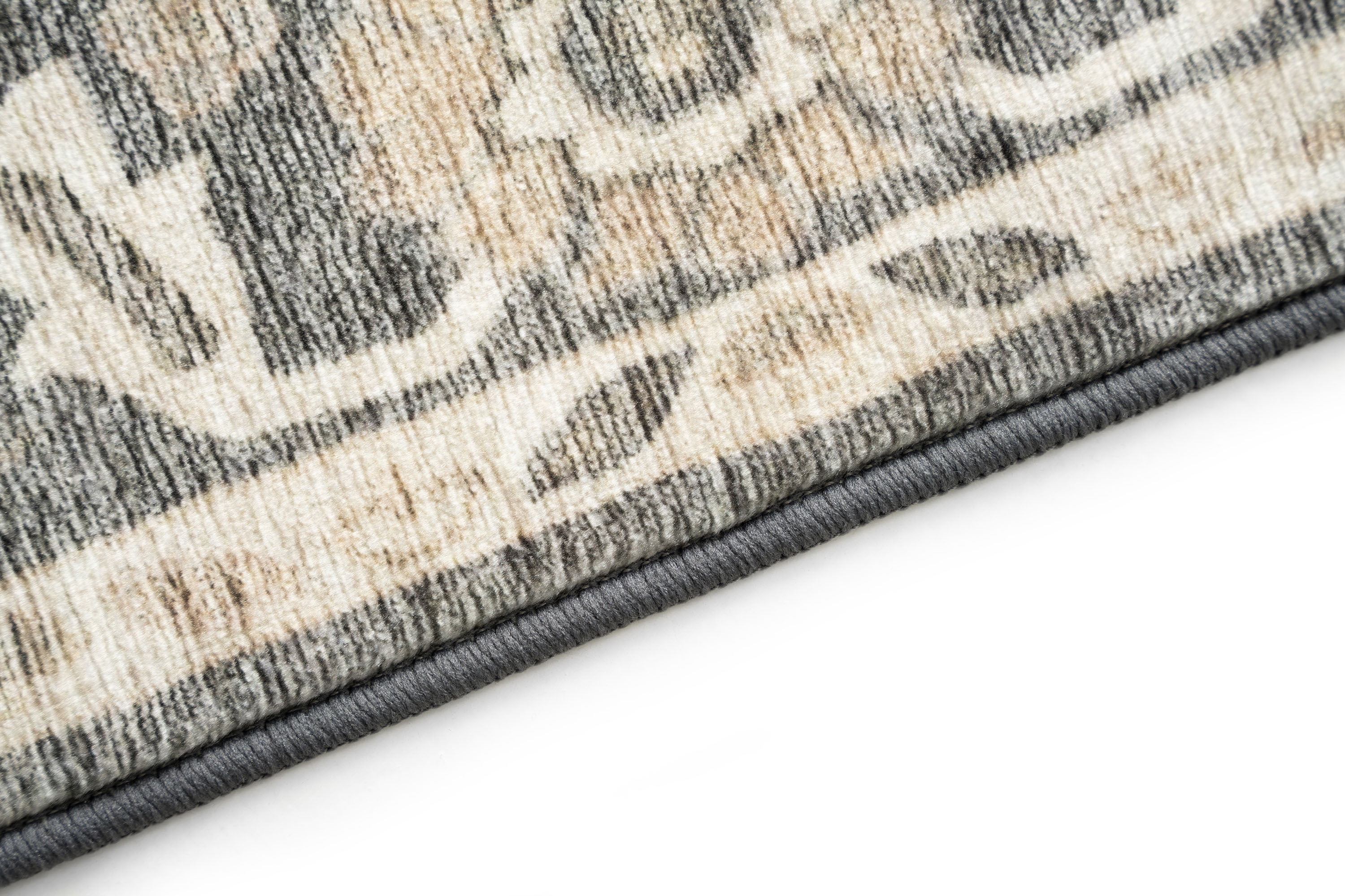 Smart Wash Aura Traditional Oriental Charcoal and Beige Polyester Indoor Machine Washable Area Rug, 5'x7' Rectangle