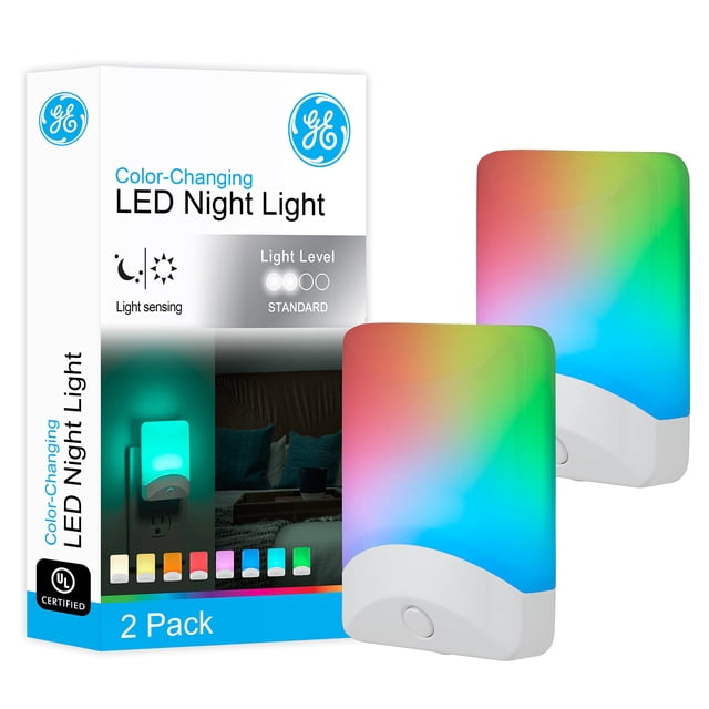 Lámpara GE 46722-P1 Luz Nocturna LED Cambia Color Paquete de 2