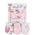 thumbnail image 2 of Hudson Baby Infant Girl Cotton Headband and Scratch Mitten 6pc Set, Pink Floral, 0-6 Months, 2 of 2