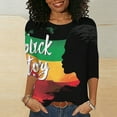 thumbnail image 2 of Fall Shirts for Women,Black History Month Fashion Print T-Shirt for Women Pride Celebration Shirt Blouse 3/4 Sleeve Crewneck Tshirt Tops, 2 of 5