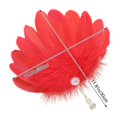 thumbnail image 3 of Byfri Red Exquisite Feather Hand Fan Vintage Folding Handheld Fan for Dance Party 30x30cm, 3 of 7