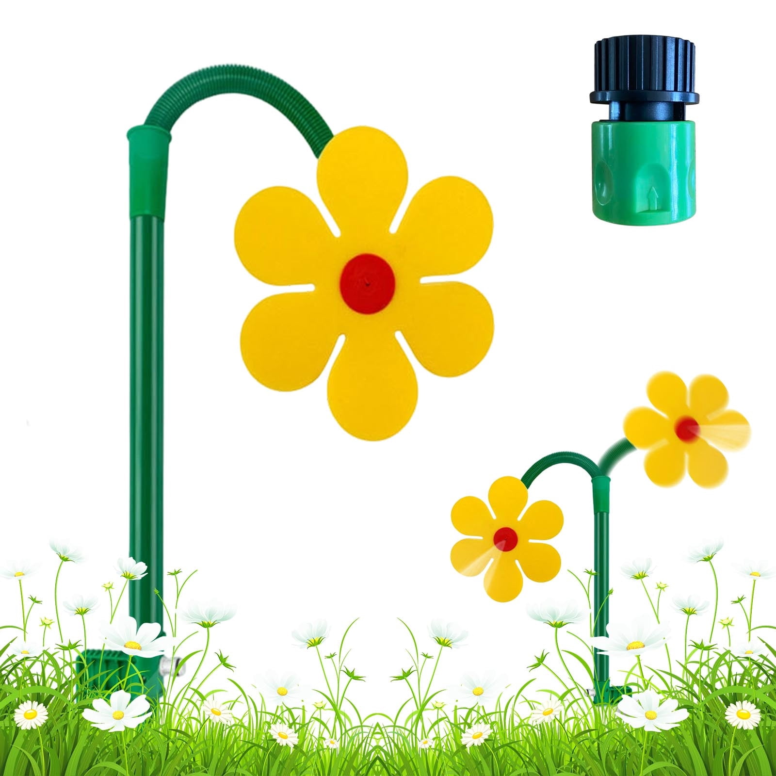 2026 NEW Crazy Daisy Sprinkler Crazy Dancing Flower Water Sprinklers Funny 360° Rotating Sun Flower Dancing Daisy Lawn Sprinkler for Yard Watering