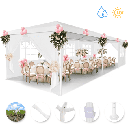 COBIZI Party Tent 10x30 Canopy Tents for Parties with 8 Removable Sidewalls  Waterproof Outdoor Tent for Weddings and Events