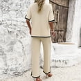 thumbnail image 4 of Scyoekwg Womens Casual 2 Piece Outfits Short Sleeve Round Neck Tops Wide Leg Pants Trendy Casual Loose Sweatsuits Sets Solid Color Tracksuit (Beige,L), 4 of 8